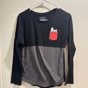 Peanuts Black and Gray Long Sleeve Tee for Kids